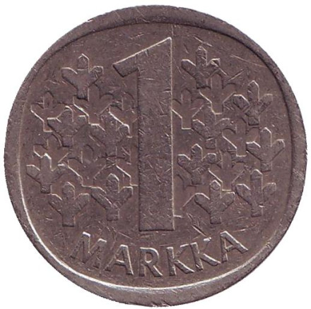 Монета 1 марка. 1977 год, Финляндия.