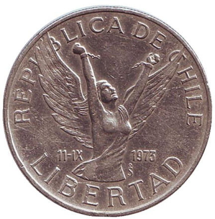 Монета 5 песо. 1977 год, Чили.