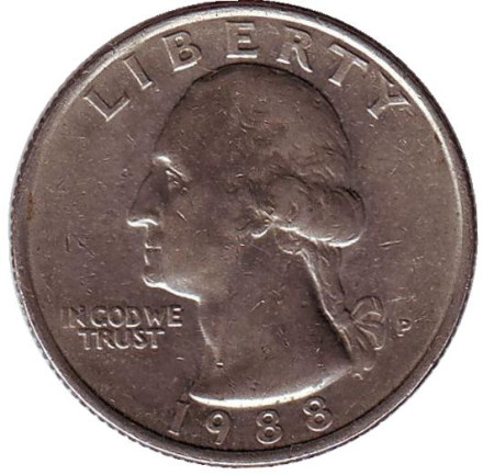 Монета 25 центов. 1988 (P) год, США. Вашингтон.