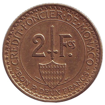 Монако 2 франка. 1926 год, Монако.