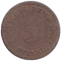 Монета 5 пфеннигов. 1876 год (E), Германская империя.