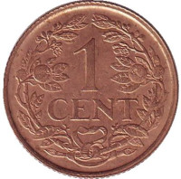 Монета 1 цент. 1960 год, Суринам.