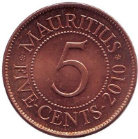 5 центов, 2010 год, Маврикий.
