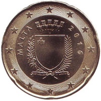 Монета 20 центов. 2016 год, Мальта. 