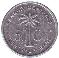 Монета 50 сантимов. 1955 год, Бельгийское Конго. (Руанда-Урунди)