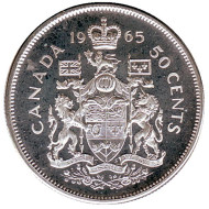 Монета 50 центов. 1965 год, Канада. Монета 50 центов. 1965 год, Канада.