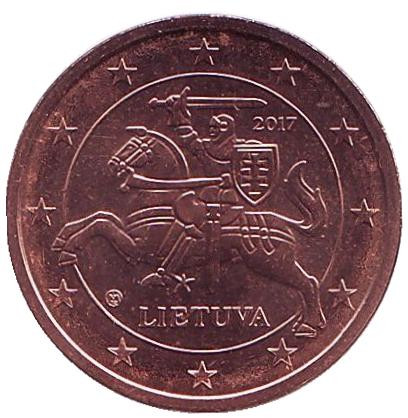 Монета 2 цента. 2017 год, Литва.