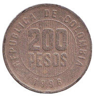 Монета 200 песо. 1996 год, Колумбия. Монета 200 песо. 1996 год, Колумбия.