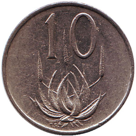 Монета 10 центов. 1978 год, Южная Африка. Алоэ.
