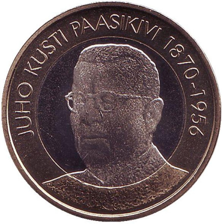Монета 5 евро. 2017 год, Финляндия. Юхо Кусти Паасикиви. Президенты Финляндии.