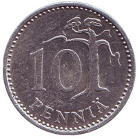 Монета 10 пенни. 1984 год, Финляндия.