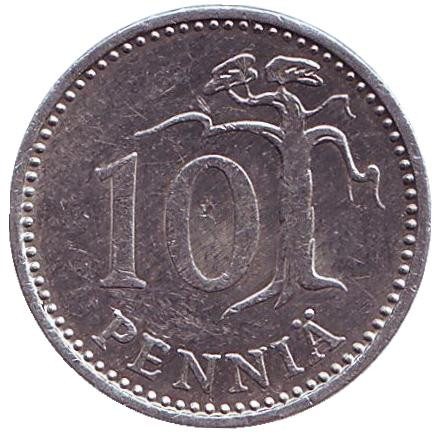 Монета 10 пенни. 1984 год, Финляндия.