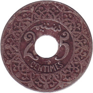 Монета 25 сантимов. 1924 год, Марокко. (Тип I). Монета 25 сантимов. 1924 год, Марокко. (Тип I).