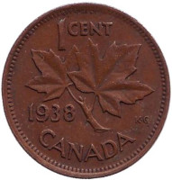 Монета 1 цент. 1938 год, Канада.