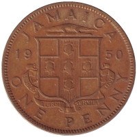 Монета 1 пенни. 1950 год, Ямайка.
