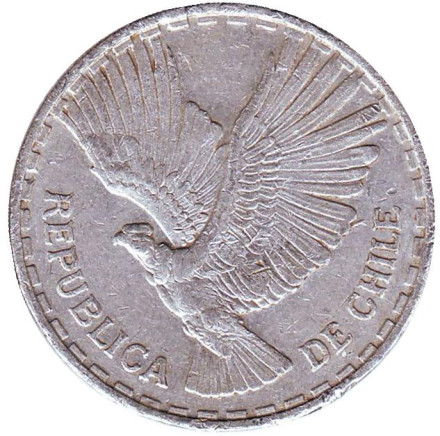 Монета 1 чентезимо. 1962 год, Чили. Кондор.
