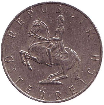 Монета 5 шиллингов. 1974 год, Австрия. Всадник.