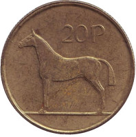 Лошадь. Монета 20 пенсов. 1999 год, Ирландия.