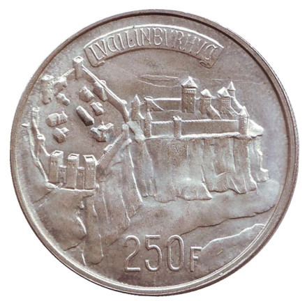 Монета 250 франков. 1963 год, Люксембург. 1000-летие Люксембурга.
