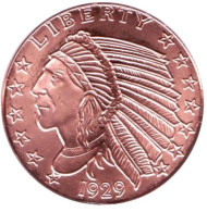 Индеец. Монетовидный жетон. Унция меди 999. США. (Вар. V) Индеец. Монетовидный жетон. Унция меди 999. США. (Вар. V)