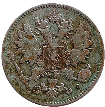 Монета 25 пенни. 1898 год, Финляндия в составе Российской Империи. Монета 25 пенни. 1898 год, Финляндия в составе Российской Империи.