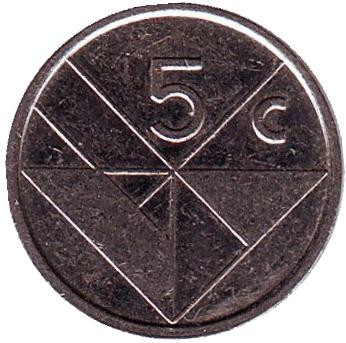 Монета 5 центов. 1992 год, Аруба.