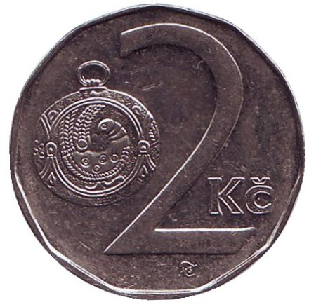 Монета 2 кроны. 1995 год, Чехия.