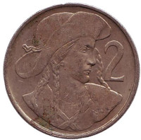 Монета 2 кроны. 1947 год, Чехословакия.
