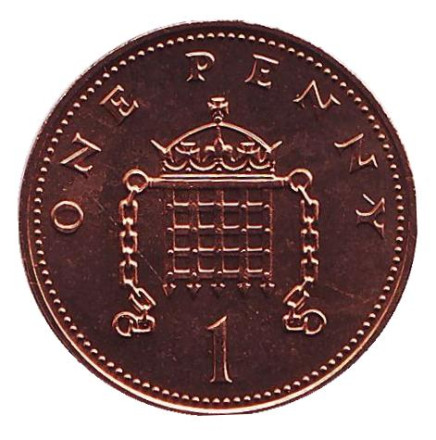 Монета 1 пенни. 1982 год, Великобритания. BU.