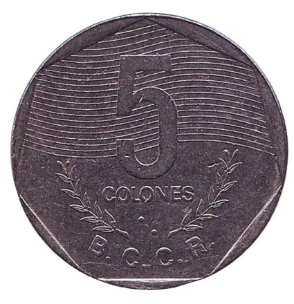 Монета 5 колонов. 1983 год, Коста-Рика.