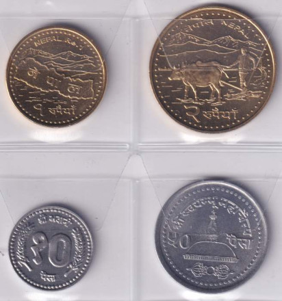 Набор монет Непала (4 штуки). 1999-2009 гг.