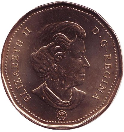 Монета 1 доллар, 2010 год, Канада. Утка. Монета 1 доллар, 2010 год, Канада. Утка.