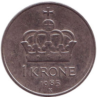 Корона. Монета 1 крона. 1985 год, Норвегия.