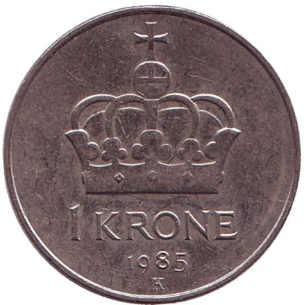 Монета 1 крона. 1985 год, Норвегия. Корона.