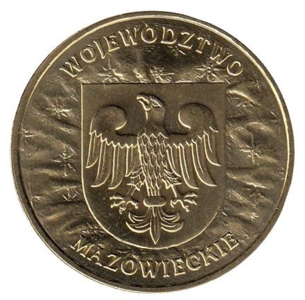 Монета 2 злотых, 2004 год, Польша. Мазовецкое воеводство.