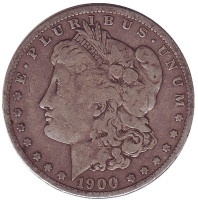 Моргановский доллар. Монета 1 доллар. 1900 год, США. (Отметка монетного двора: "O")