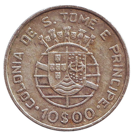 Монета 10 эскудо. 1939 год, Сан-Томе и Принсипи.