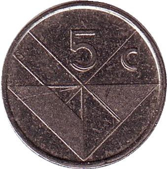 Монета 5 центов. 1997 год, Аруба.