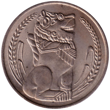 Монета 1 доллар. 1967 год, Сингапур. Лев.