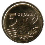 Монета 5 грошей. 2015 год, Польша. Дубовые листья. Монета 5 грошей. 2015 год, Польша. Дубовые листья.