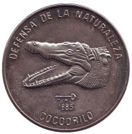 Монета 1 песо, 1985 год, Куба. Кубинский крокодил. Голова. Монета 1 песо, 1985 год, Куба. Кубинский крокодил. Голова.