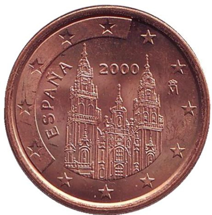 Монета 5 центов. 2000 год, Испания.