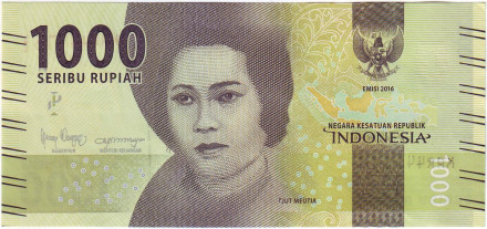 Банкнота 1000 рупий. 2018 год, Индонезия. Кут Няк Меутия.