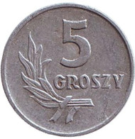 Монета 5 грошей. 1968 год, Польша. Монета 5 грошей. 1968 год, Польша.