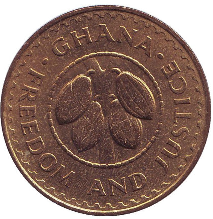 Монета 50 песев. 1979 год, Гана. Какао-бобы.