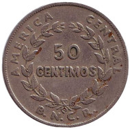 Монета 50 сантимов. 1937 год, Коста-Рика. Монета 50 сантимов. 1937 год, Коста-Рика.