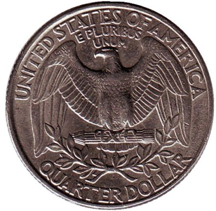 Монета 25 центов. 1998 (P) год, США. Вашингтон. Монета 25 центов. 1998 (P) год, США. Вашингтон.