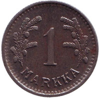 Монета 1 марка. 1952 год, Финляндия. (старый тип)