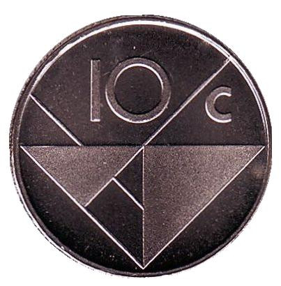 Монета 10 центов. 1991 год, Аруба. UNC.