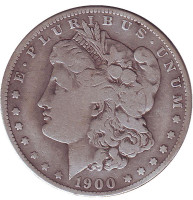 Моргановский доллар. Монета 1 доллар. 1900 год, США. (Отметка монетного двора: "O")